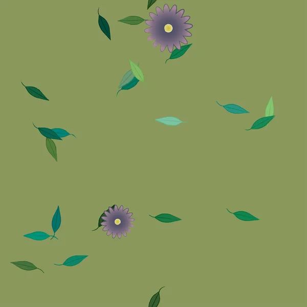 Fleurs Avec Feuilles Fond Sans Couture Illustration Vectorielle — Image vectorielle