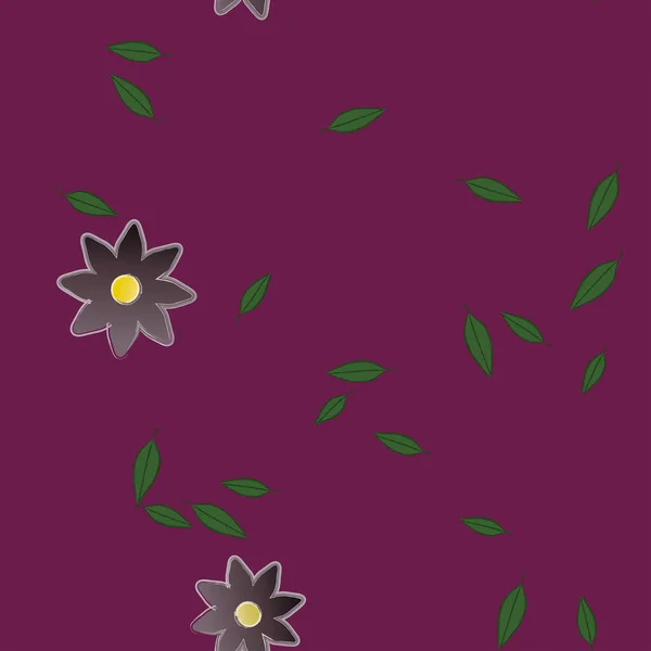 Flores Con Hojas Fondo Sin Costuras Ilustración Vectorial — Archivo Imágenes Vectoriales