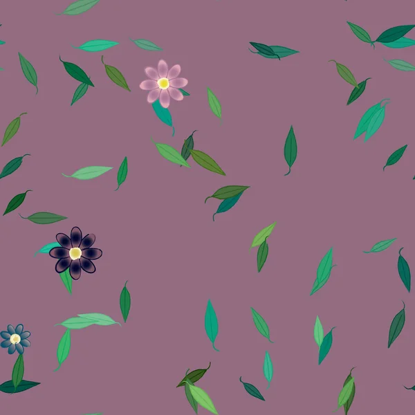 Flores Con Hojas Fondo Sin Costuras Ilustración Vectorial — Vector de stock