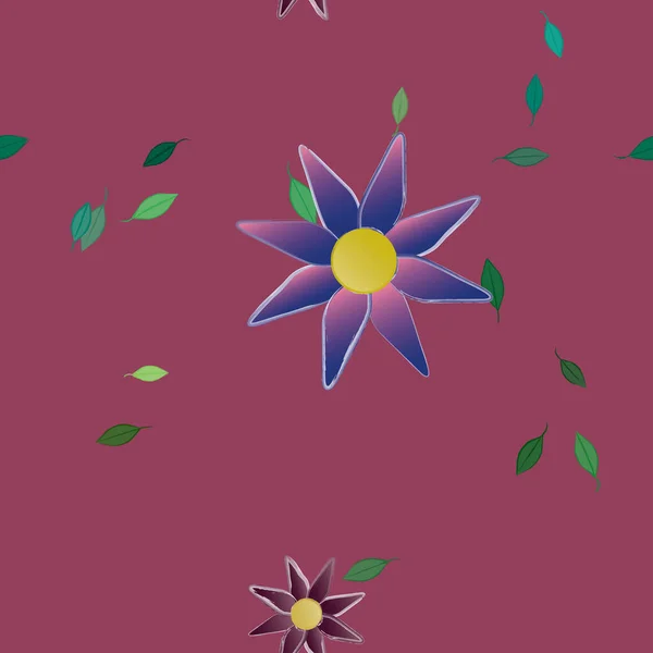 Flores Con Hojas Fondo Sin Costuras Ilustración Vectorial — Archivo Imágenes Vectoriales