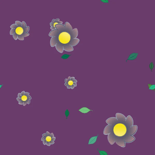 Flores Con Hojas Fondo Sin Costuras Ilustración Vectorial — Vector de stock