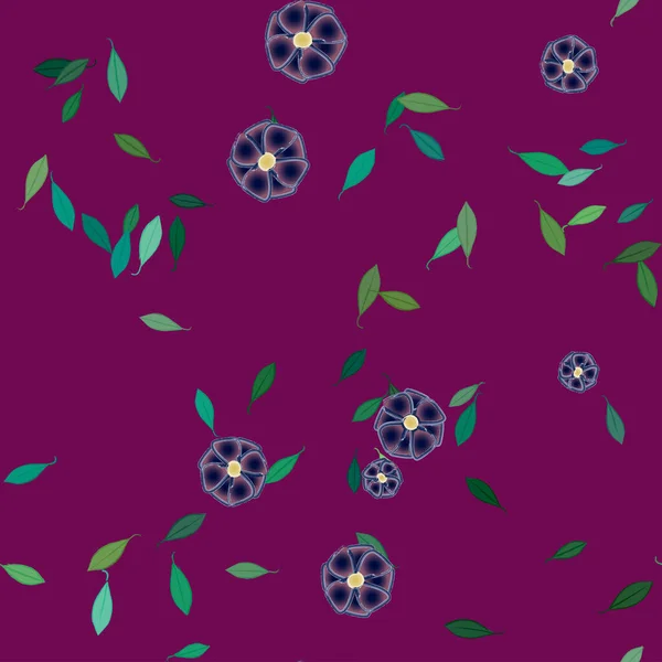 Flores Con Hojas Fondo Sin Costuras Ilustración Vectorial — Vector de stock