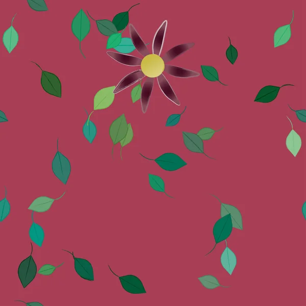 Fleurs Avec Feuilles Fond Sans Couture Illustration Vectorielle — Image vectorielle