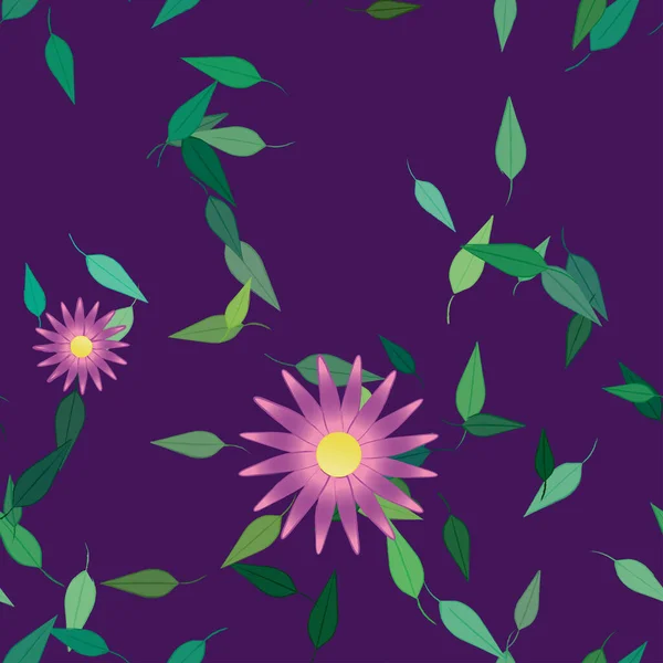 Flores Abstractas Hojas Fondo Sin Costura Ilustración Vectorial — Vector de stock