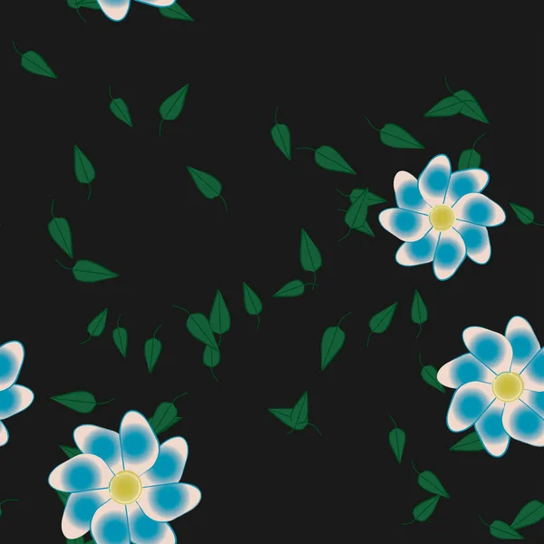 Flores Con Hojas Fondo Sin Costuras Ilustración Vectorial — Vector de stock