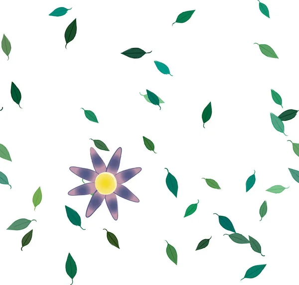 Blumen Mit Blättern Nahtloser Hintergrund Vektorillustration — Stockvektor