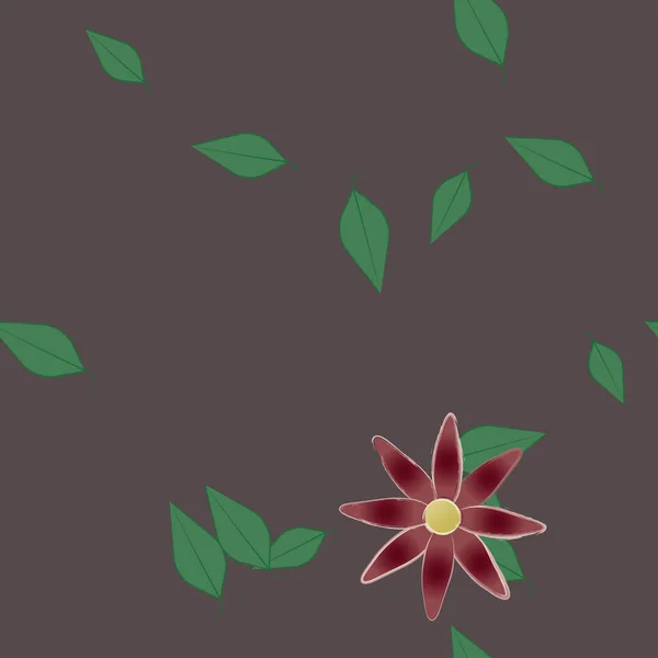 Flores Con Hojas Fondo Sin Costuras Ilustración Vectorial — Vector de stock