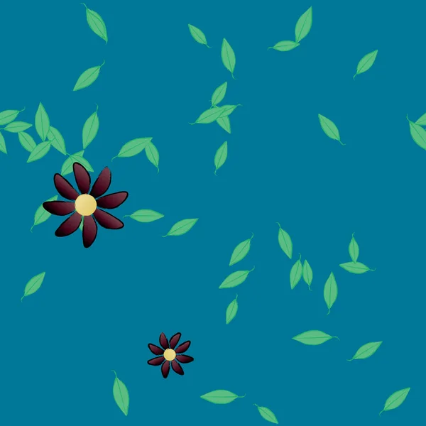 Flores Con Hojas Fondo Sin Costuras Ilustración Vectorial — Vector de stock