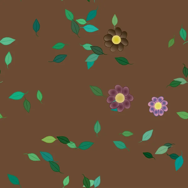 抽象的な花と葉のシームレスな背景ベクトル図 — ストックベクタ