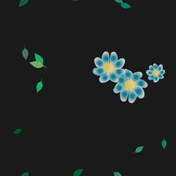 Flores Con Hojas Fondo Sin Costuras Ilustración Vectorial — Vector de stock