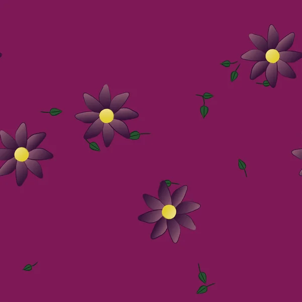 Flores Con Hojas Fondo Sin Costuras Ilustración Vectorial — Vector de stock