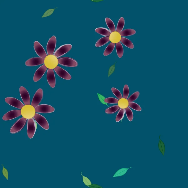 Blumen Mit Blättern Nahtloser Hintergrund Vektorillustration — Stockvektor