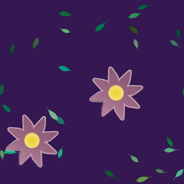 Flores Con Hojas Fondo Sin Costuras Ilustración Vectorial — Archivo Imágenes Vectoriales