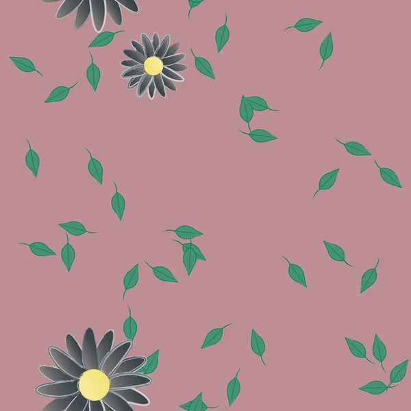 Fleurs Avec Feuilles Fond Sans Couture Illustration Vectorielle — Image vectorielle