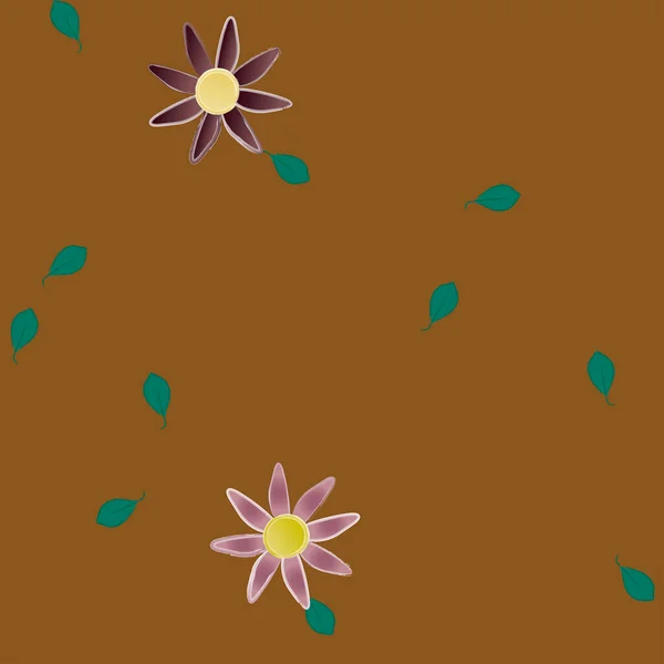 Flores Con Hojas Fondo Sin Costuras Ilustración Vectorial — Vector de stock