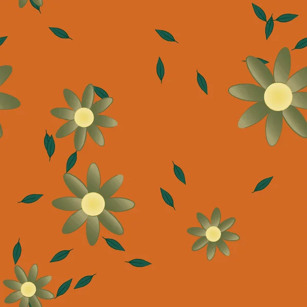 Flores Abstractas Hojas Fondo Sin Costura Ilustración Vectorial — Archivo Imágenes Vectoriales