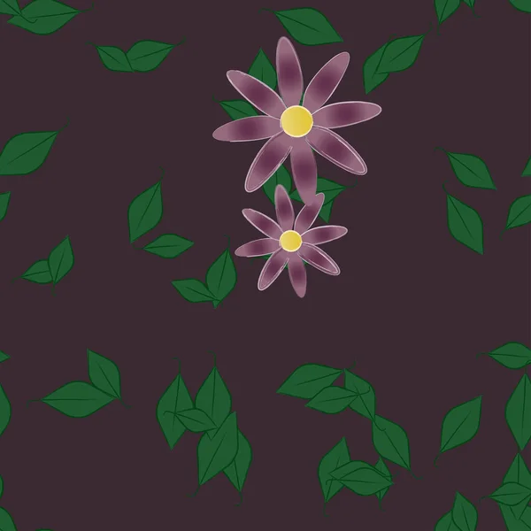 Flores Abstractas Hojas Fondo Sin Costura Ilustración Vectorial — Archivo Imágenes Vectoriales