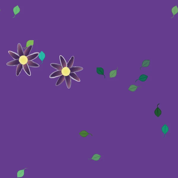 Flores Con Hojas Fondo Sin Costuras Ilustración Vectorial — Vector de stock