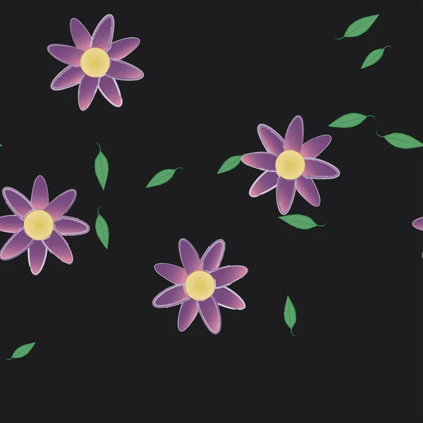 Flores Con Hojas Fondo Sin Costuras Ilustración Vectorial — Archivo Imágenes Vectoriales