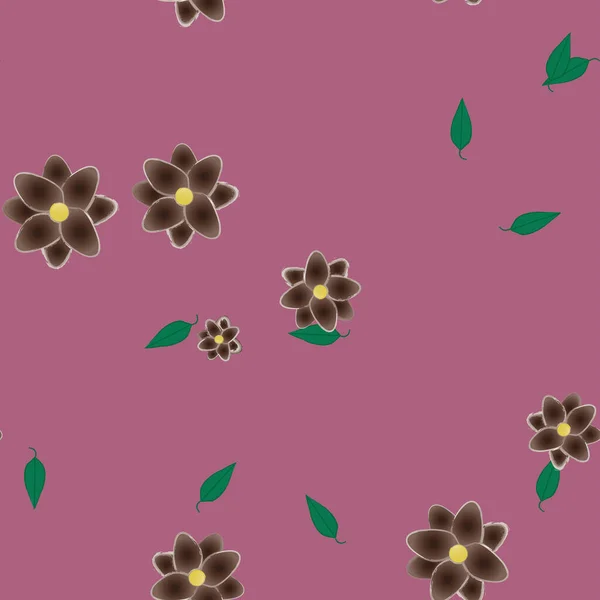 Flores Con Hojas Fondo Sin Costuras Ilustración Vectorial — Archivo Imágenes Vectoriales