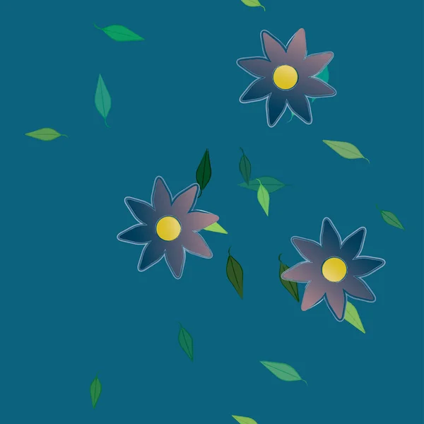 抽象花朵和叶子无缝背景 矢量插图 — 图库矢量图片