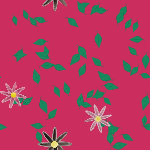 Fleurs Avec Feuilles Fond Sans Couture Illustration Vectorielle — Image vectorielle