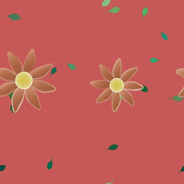 Flores Com Folhas Sem Costura Fundo Ilustração Vetorial — Vetor de Stock