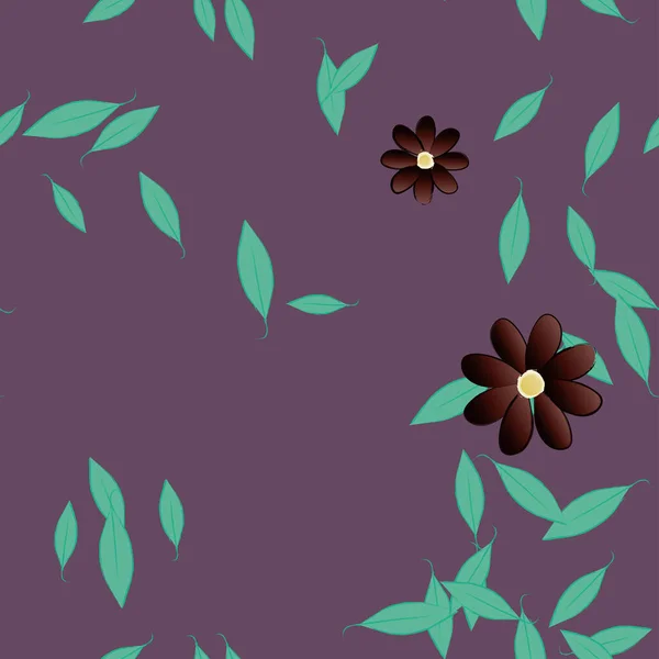 Flores Abstractas Hojas Fondo Sin Costura Ilustración Vectorial — Vector de stock