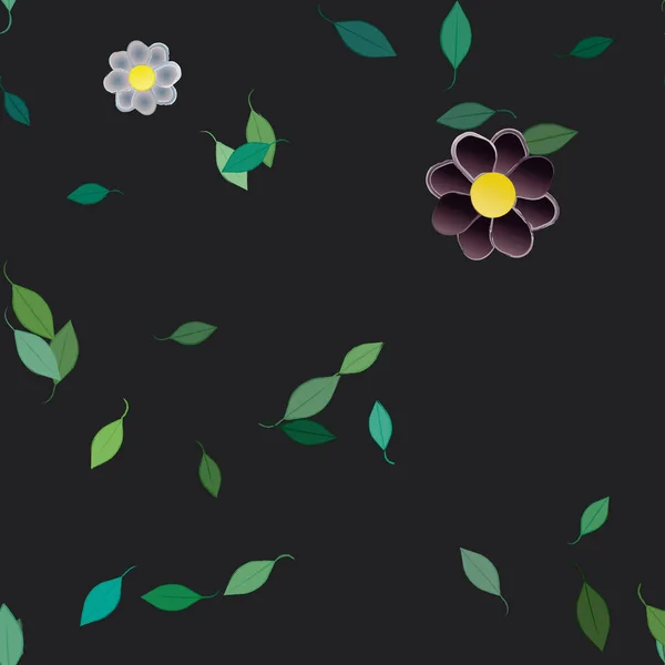 Fiori Astratti Foglie Sfondo Senza Soluzione Continuità Illustrazione Vettoriale — Vettoriale Stock