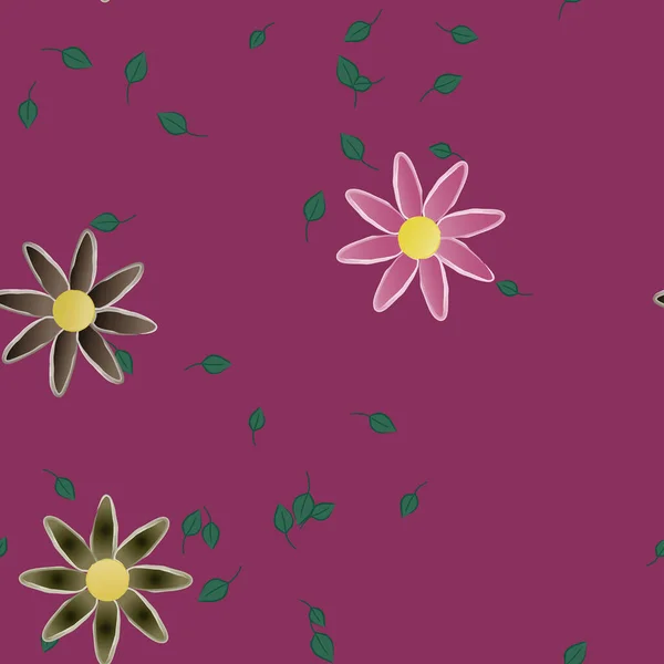 Flores Abstractas Hojas Fondo Sin Costura Ilustración Vectorial — Vector de stock