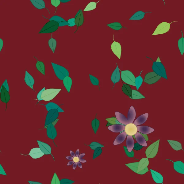 Flores Con Hojas Fondo Sin Costuras Ilustración Vectorial — Vector de stock