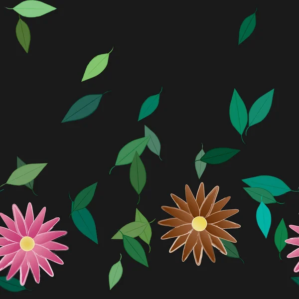 Αφηρημένα Λουλούδια Και Αφήνει Αδιάλειπτη Φόντο Διανυσματική Απεικόνιση — Διανυσματικό Αρχείο