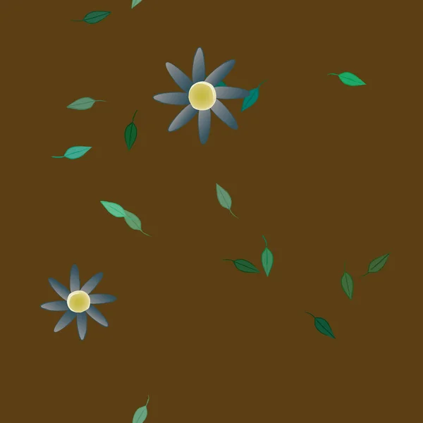 Flores Con Hojas Fondo Sin Costuras Ilustración Vectorial — Vector de stock