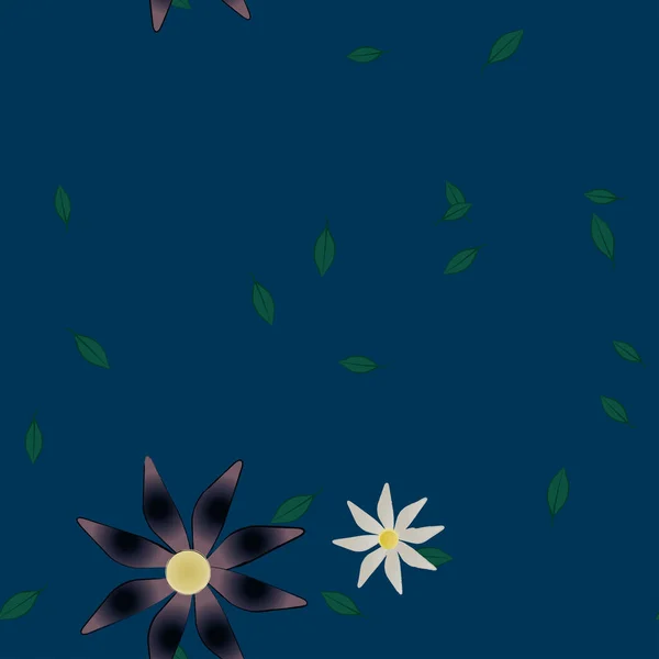 Fleurs Avec Feuilles Fond Sans Couture Illustration Vectorielle — Image vectorielle