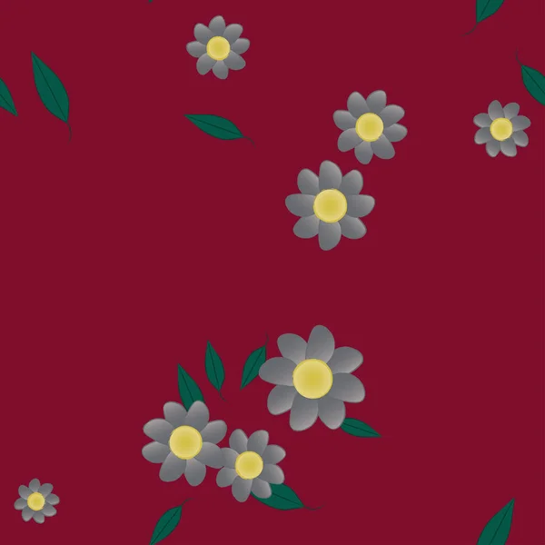 Flores Con Hojas Fondo Sin Costuras Ilustración Vectorial — Vector de stock