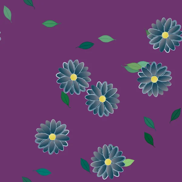 Flores Abstractas Hojas Fondo Sin Costura Ilustración Vectorial — Vector de stock