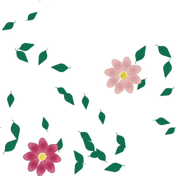 Blumen Mit Blättern Nahtloser Hintergrund Vektorillustration — Stockvektor