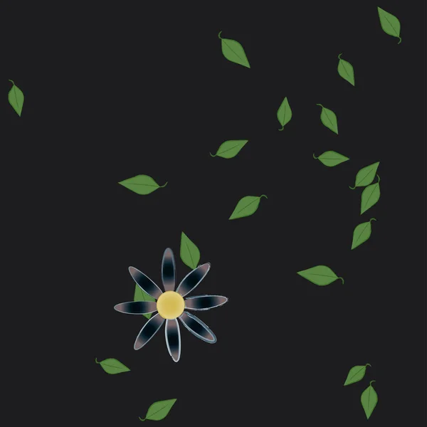 Fleurs Avec Feuilles Fond Sans Couture Illustration Vectorielle — Image vectorielle