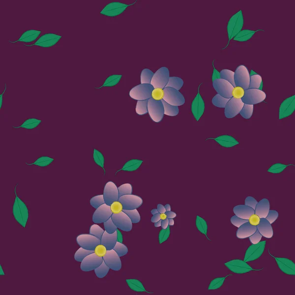 Flores Con Hojas Fondo Sin Costuras Ilustración Vectorial — Vector de stock