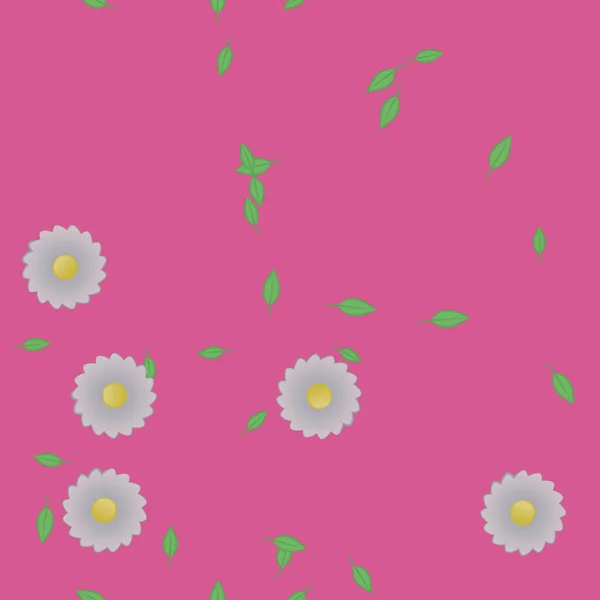 Flores Con Hojas Fondo Sin Costuras Ilustración Vectorial — Vector de stock