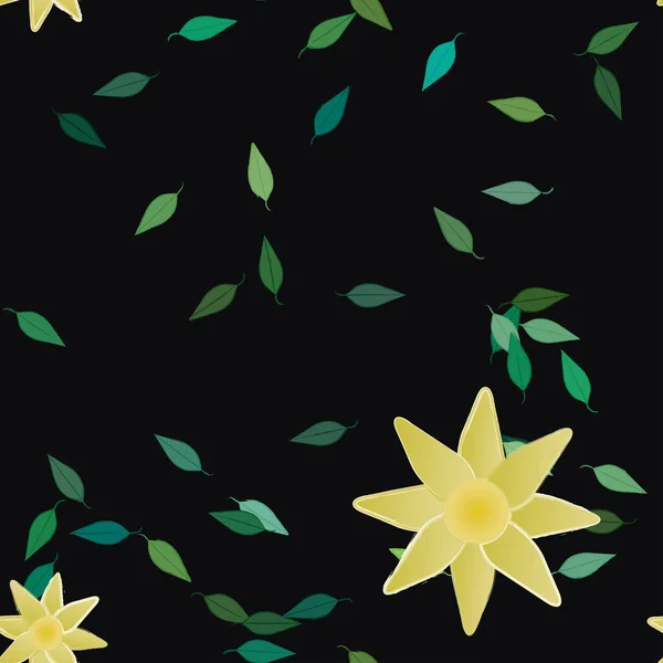 Flores Abstractas Hojas Fondo Sin Costura Ilustración Vectorial — Vector de stock