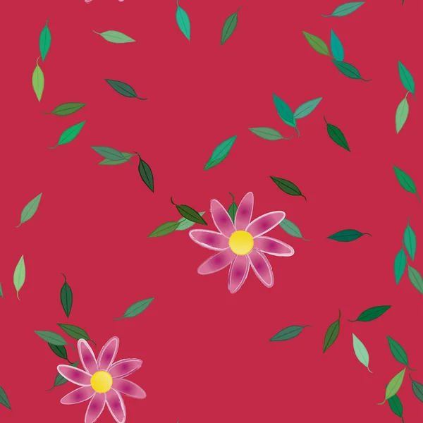 Flores Con Hojas Fondo Sin Costuras Ilustración Vectorial — Vector de stock