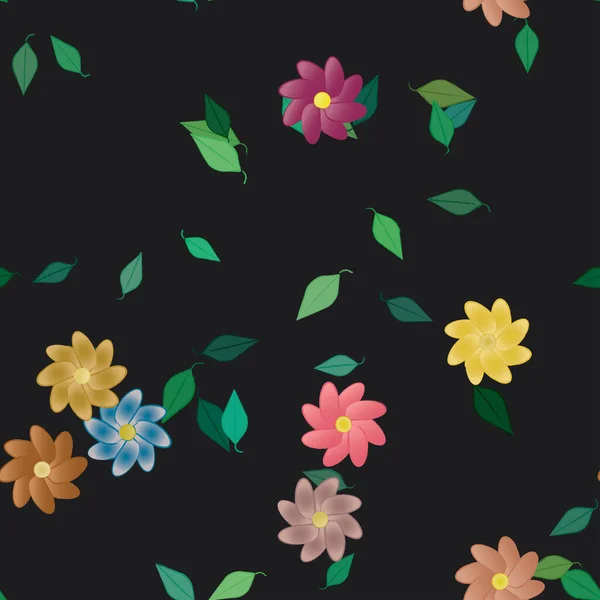 Flores Abstractas Hojas Fondo Sin Costura Ilustración Vectorial — Archivo Imágenes Vectoriales