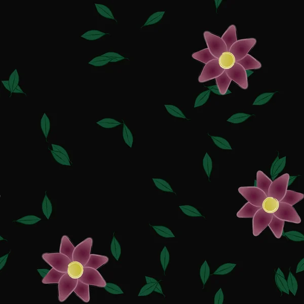 Flores Con Hojas Fondo Sin Costuras Ilustración Vectorial — Archivo Imágenes Vectoriales