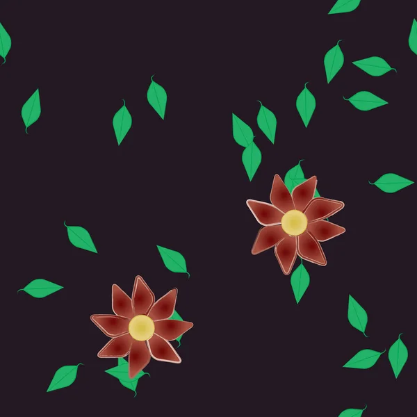 Fleurs Abstraites Feuilles Fond Sans Couture Illustration Vectorielle — Image vectorielle
