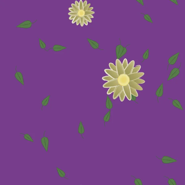 Flores Con Hojas Fondo Sin Costuras Ilustración Vectorial — Vector de stock