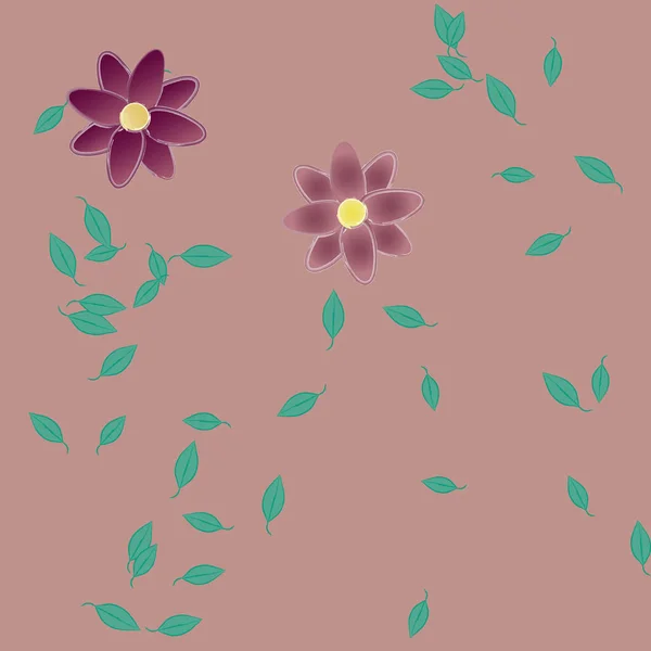 Fleurs Avec Feuilles Fond Sans Couture Illustration Vectorielle — Image vectorielle