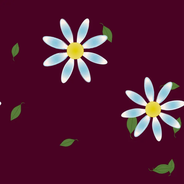 Blumen Mit Blättern Nahtloser Hintergrund Vektorillustration — Stockvektor