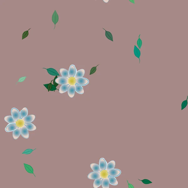 Flores Con Hojas Fondo Sin Costuras Ilustración Vectorial — Vector de stock