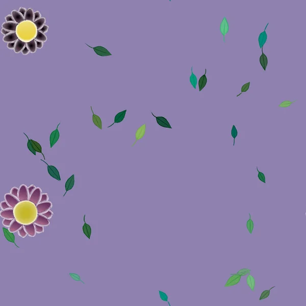 Flores Com Folhas Sem Costura Fundo Ilustração Vetorial — Vetor de Stock